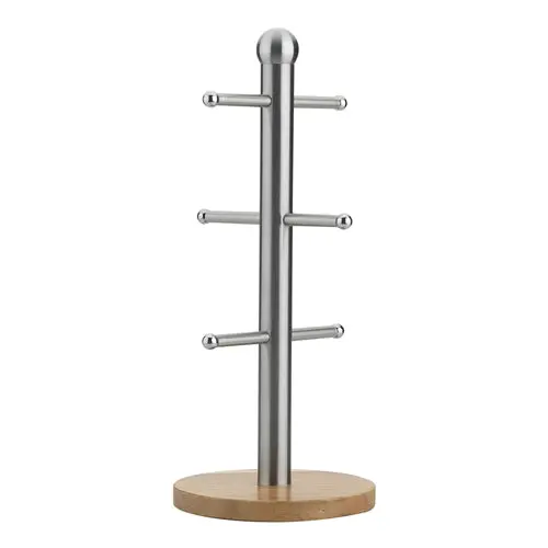 Acacia Wood Mug Tree – Sustainable Wall-Mounted Cup Organizer 1