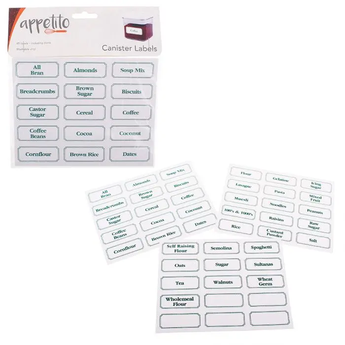 Appetito 45-Piece Canister Label Set 1