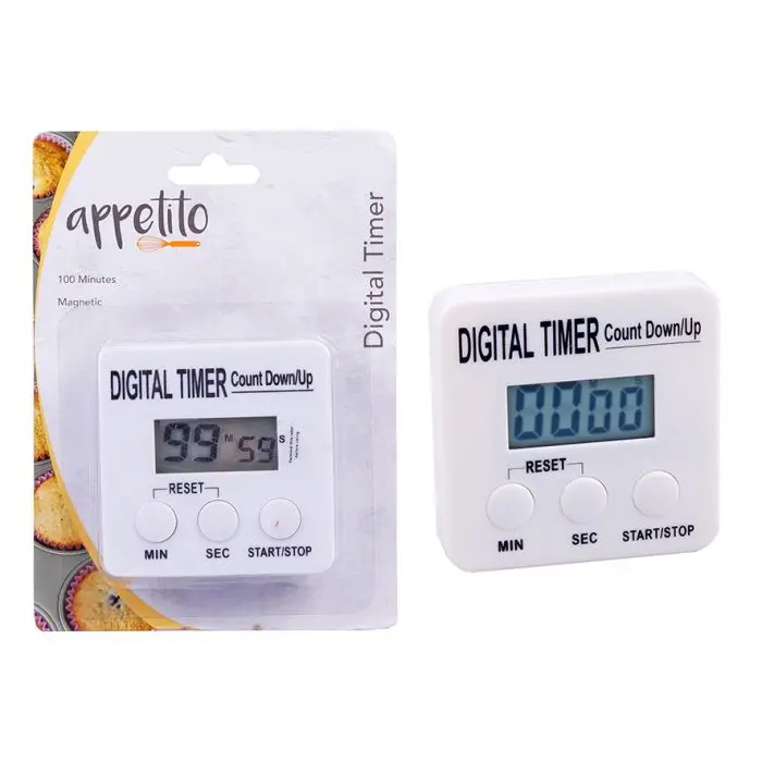 Appetito Digital Kitchen Timer – 100-Minute Precision Countdown – White 1