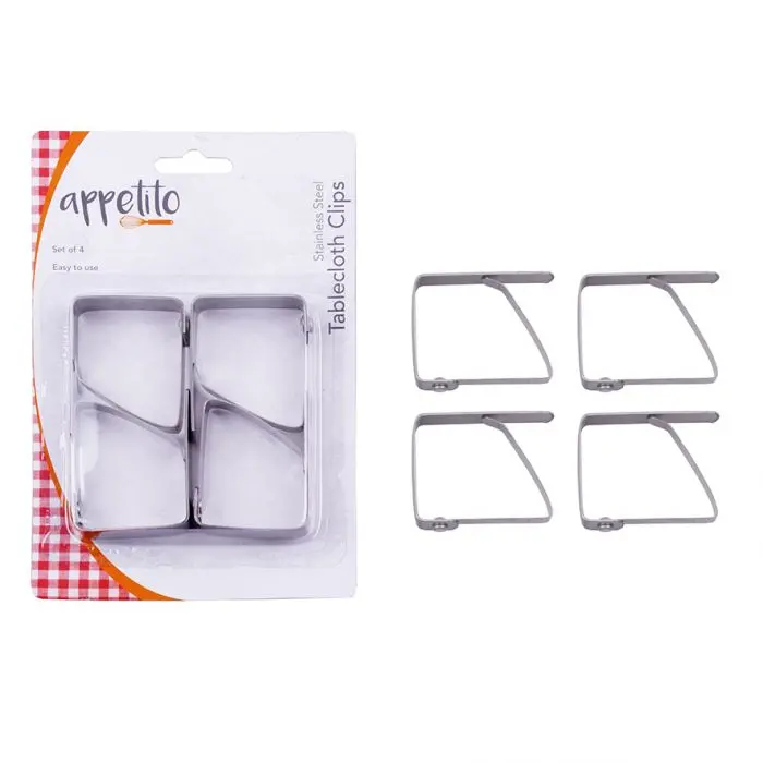 Appetito Stainless Steel Tablecloth Clips – Set Of 4 1
