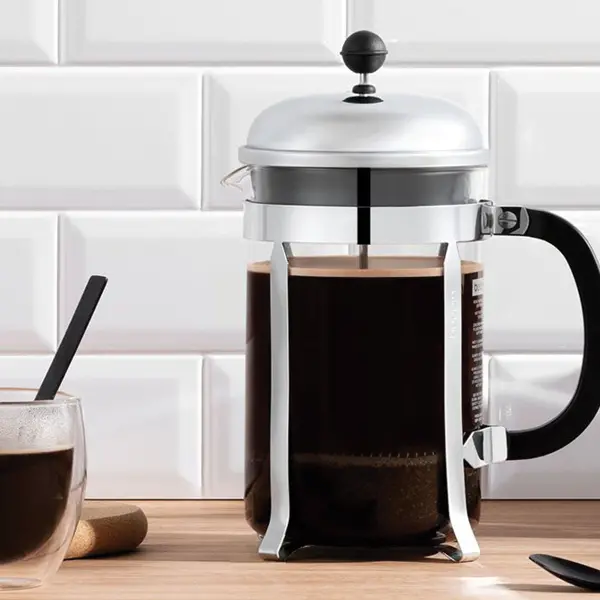 Bodum Chambord French Press Coffee Maker – Classic Stainless Steel & Heat-Resistant Glass 1