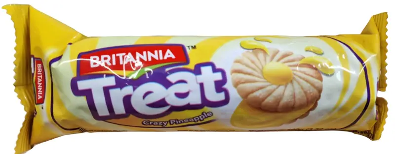 Britannia Treat Crazy Pineapple Sandwich Biscuits – 100G 1