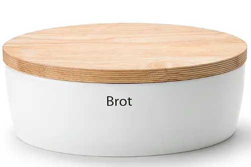 Ceramic Bread Box With Wooden Lid, 36 X 23 X 13 Cm 1