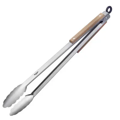 Classic Wood Midi Grill Tongs – 31 Cm, Stainless Steel & Wood 1
