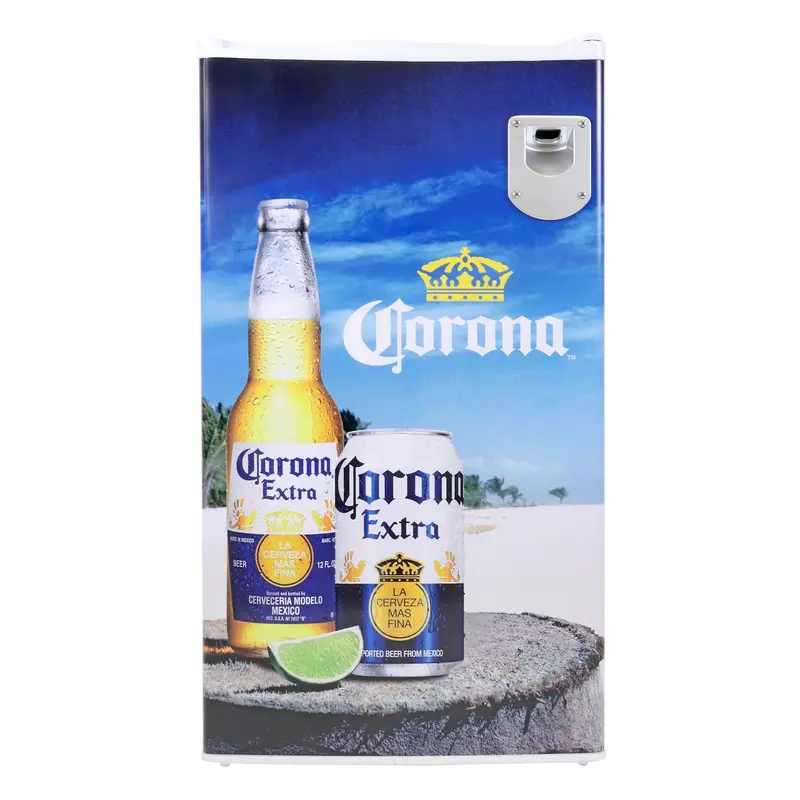 Corona 3.2 Cu Ft Compact Beverage Fridge – White Space-Saving Mini Fridge With Reversible Door, Tempered Glass Shelves, And Licensed Corona Branding For Beer Enthusiasts 1