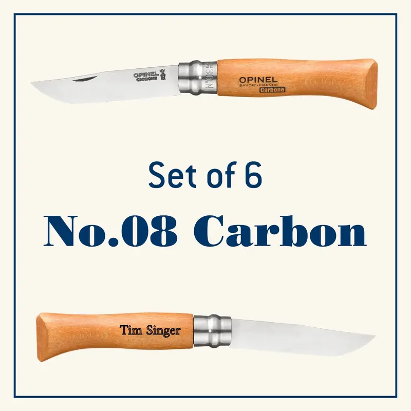 Engraved Gift Set: 6-Piece No.08 Carbon Steel Folding Knife Collection 1