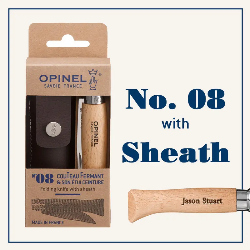 Engraved Opinel No. 08 Deluxe Gift Set – 8 Stainless Steel Folding Knives With Sheaths 1