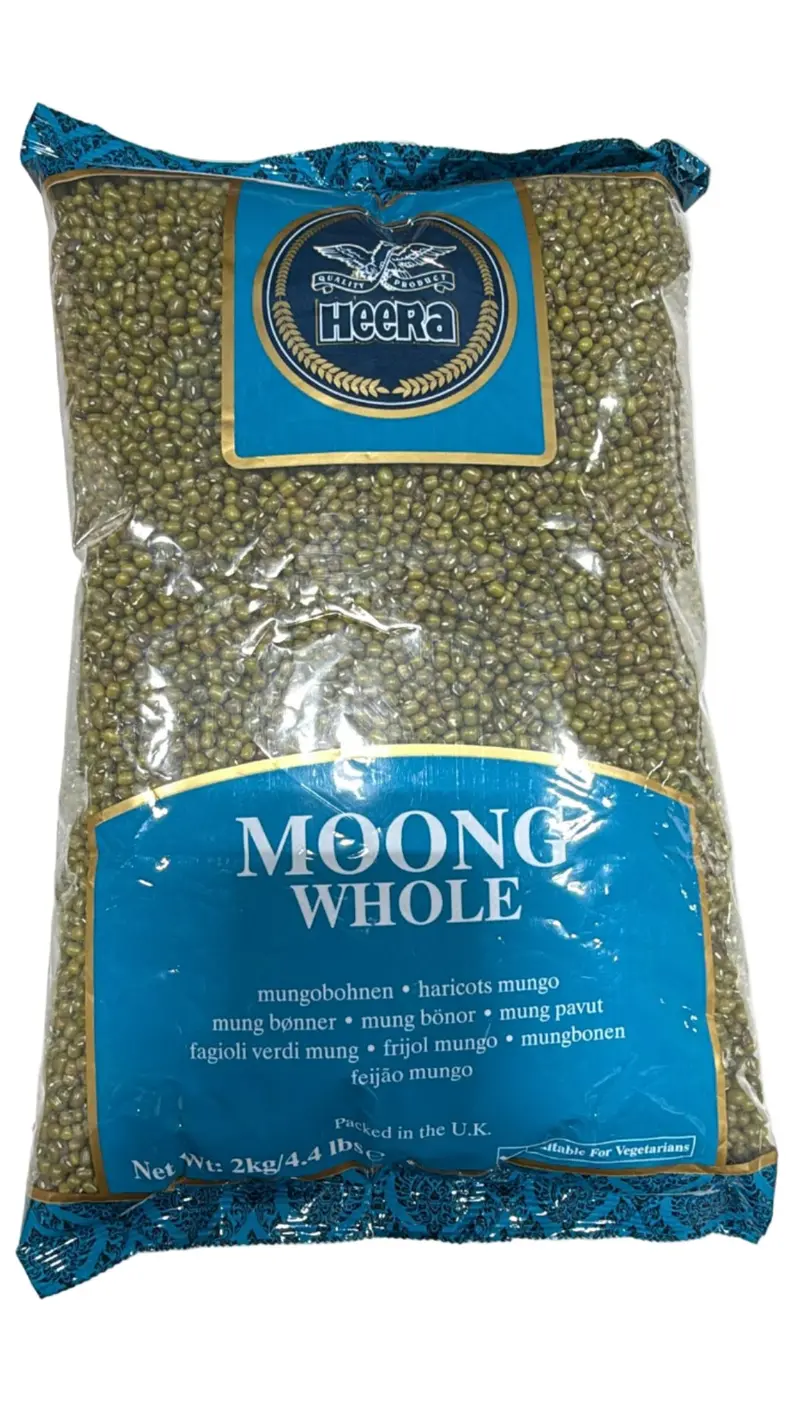 Heera Whole Green Moong Dal – Unsplit, High-Protein Lentils, 2Kg Pack 1