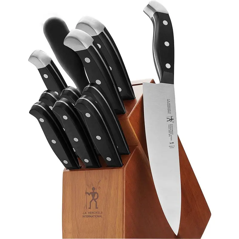 Henckels International Statement 12-Piece Knife Set With Dark Brown Acacia Block 1