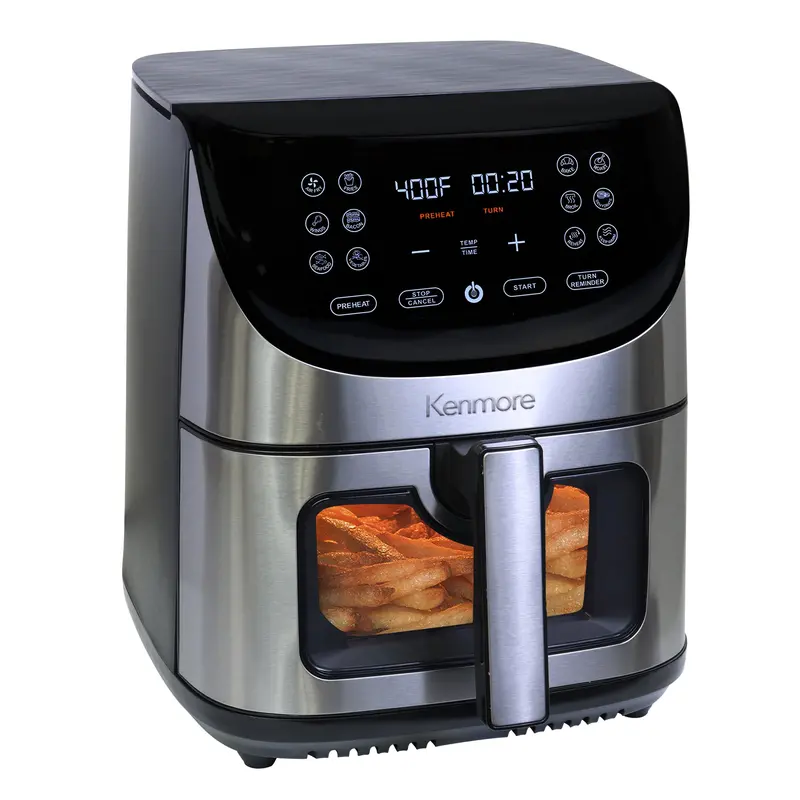 Kenmore 8-Quart Digital Air Fryer | 1700W Family-Sized Countertop Cooker With 12 Presets, Touchscreen, And Viewing Window | Stainless Steel 1