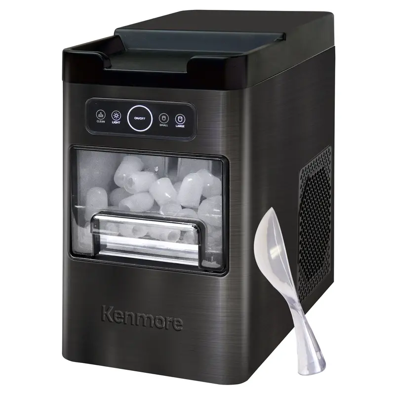 Kenmore Compact Countertop Ice Maker — Fits Under Cabinets, 6-Min Ice Cycle, 26 Lb/Day Output, Self-Clean, Stainless Steel 1
