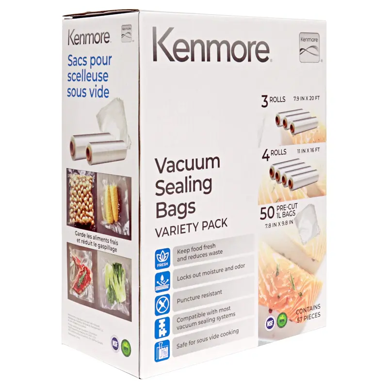 Kenmore Vacuum Sealer Bag & Roll Variety Pack — 57-Piece Set, Bpa-Free, Compatible With Major Brands, Sous-Vide Ready 1