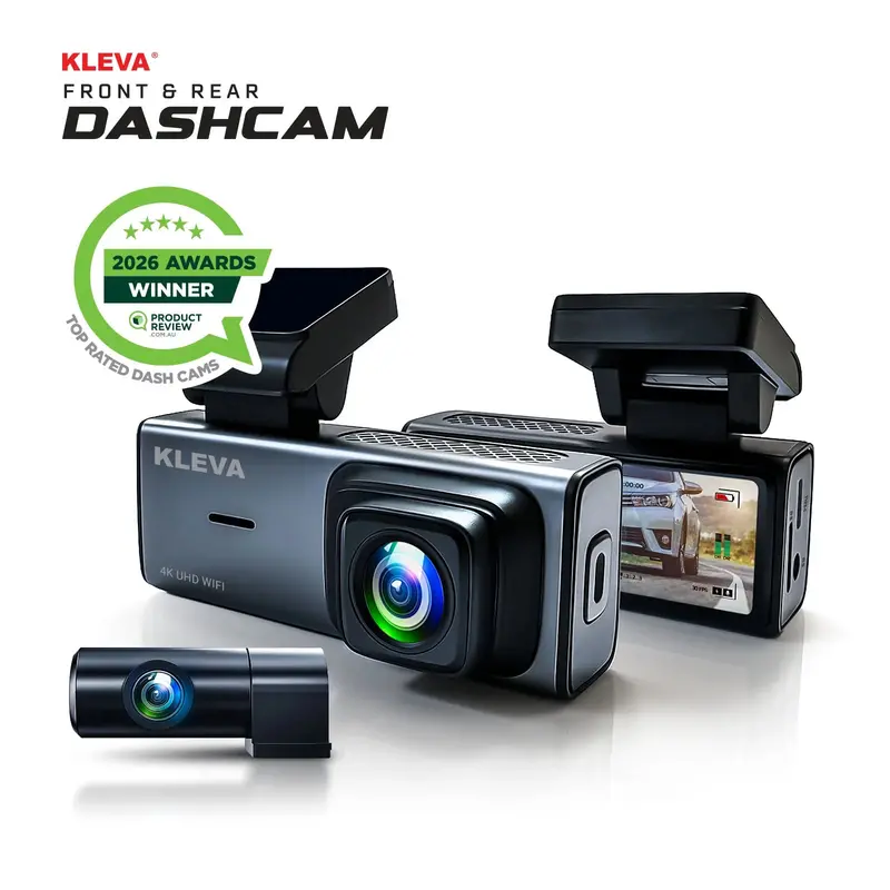 Kleva® 4K Uhd Dual Dash Cam – Front & Rear Recording With 3" Display And Free 32Gb Microsd Card 1