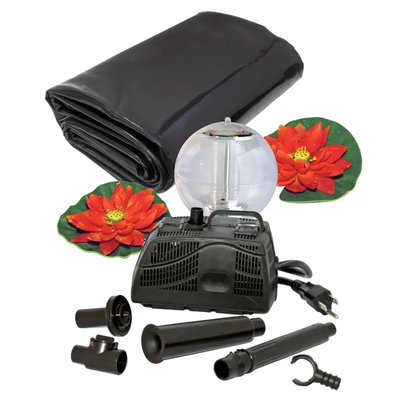 Koolscapes 270-Gallon Backyard Pond Starter Kit – Includes 200 Gph Pump, Fountain Nozzles, 8' X 10' Flexible Liner, Floating Solar Light, And Fish-Safe Setup 1