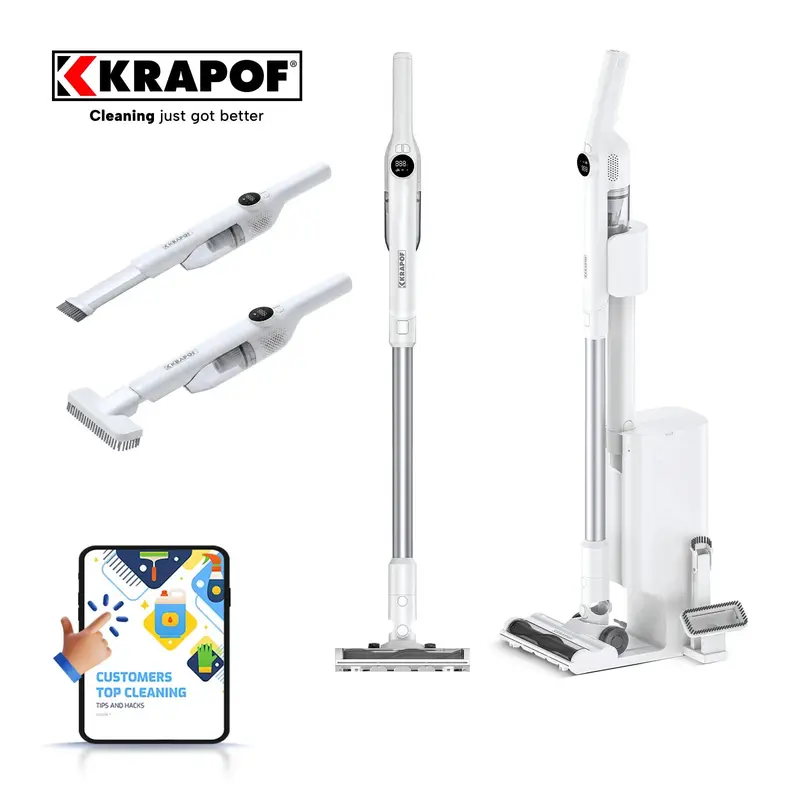 Krapof Quick Clean Cordless Vacuum: Self-Emptying Handheld & Stick Hybrid With Hepa Filtration 1