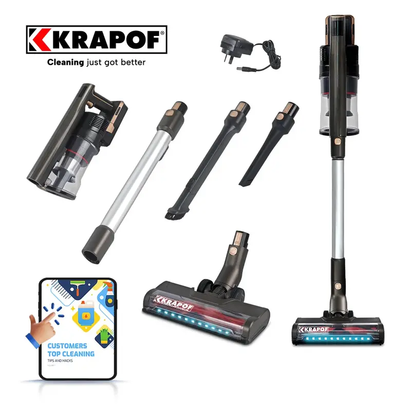 Krapof Super Slim Cordless Stick Vacuum – Lightweight Design With Bonus Second Battery 1