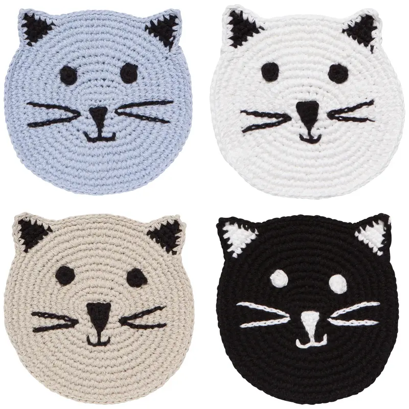 Meow & Furever Hand-Crocheted Coaster Set (4-Pack) 1
