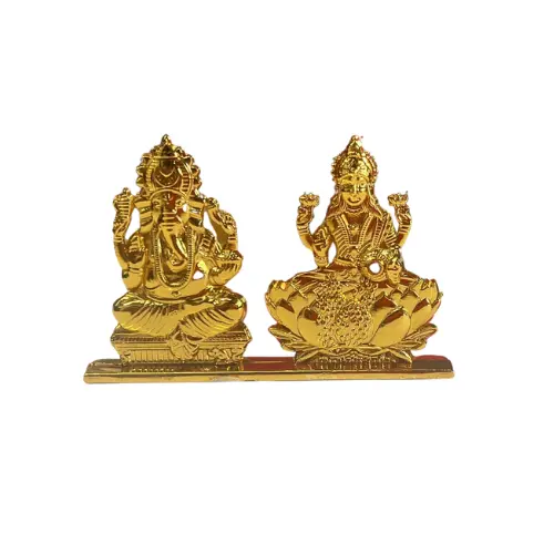 Metallic Lakshmi Vinayagar Idol – 3-Inch Decorative Statue 1