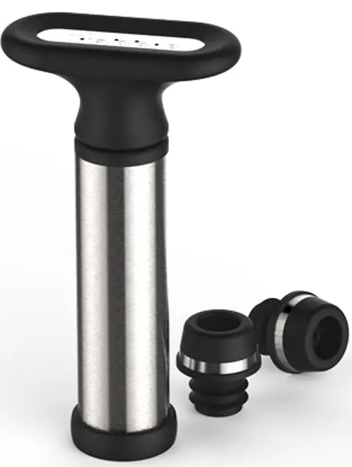 Metrokane Chrome Wine Saver Kit With Two Vacuum Stoppers 1
