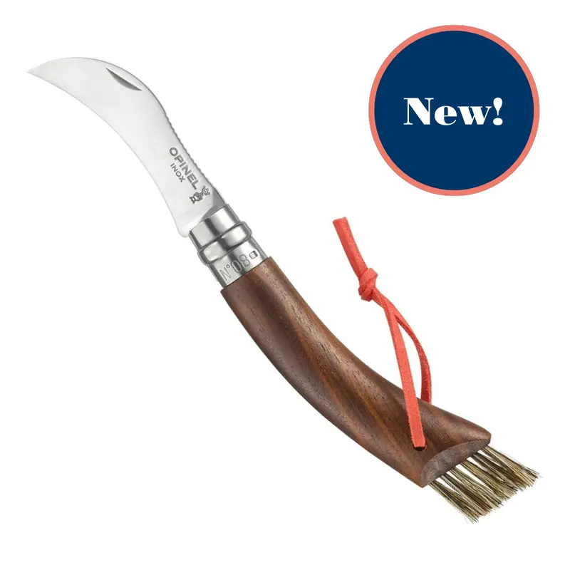 No.08 Mushroom Foraging Knife With Walnut Handle & Cleaning Brush 1