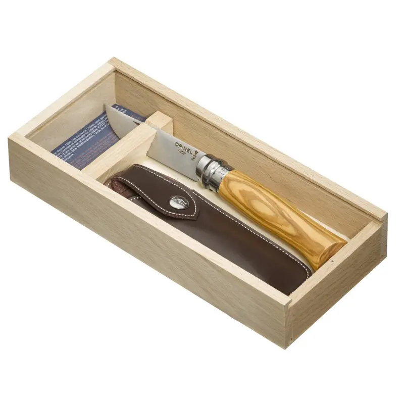 No.08 Olive Wood Folding Knife With Protective Sheath 1