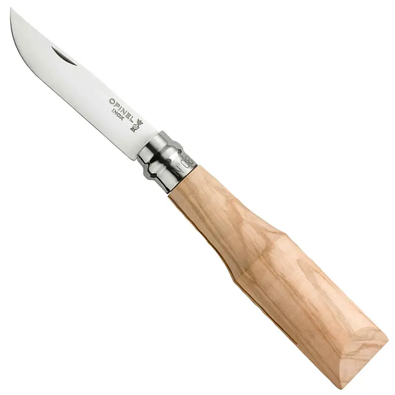 No.08 Raw Olive Wood Handle Folding Knife – Natural Grain Finish 1