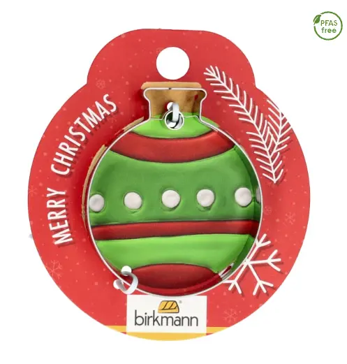 'Ornament Ball' Stainless Steel Cookie Cutter – 5.5 Cm, Postcard-Mounted 1