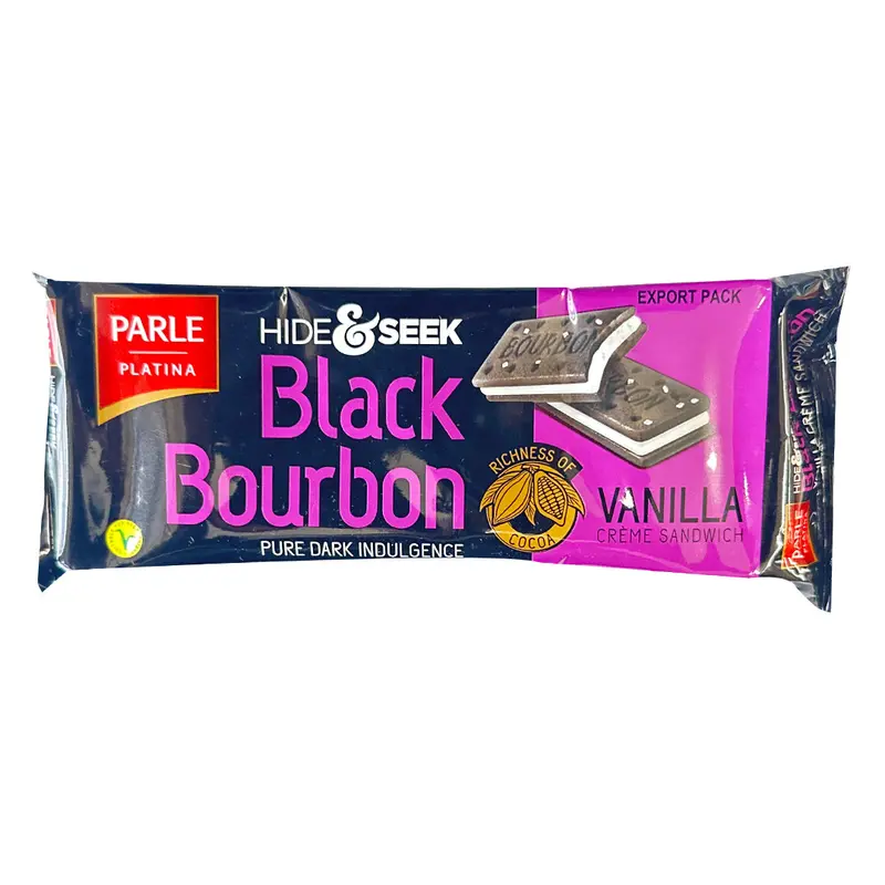 Parle Hide & Seek Black Bourbon Vanilla Biscuits – 125G Chocolate-Filled 1
