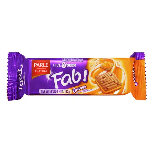 Parle Hide & Seek Fab Orange Biscuits – 125G Crunchy Chocolate-Filled Snack 1