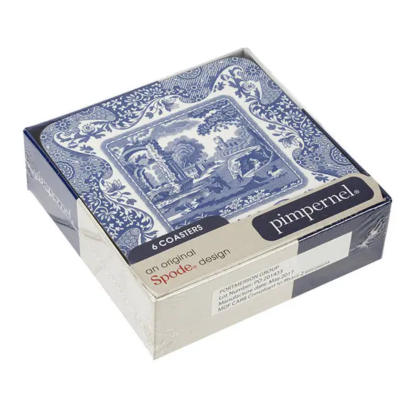 Pimpernel Blue Italian Cotton Coasters – Set Of 6 1