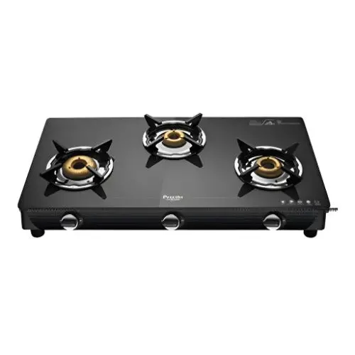 Preethi Valentino 3-Burner Manual Ignition Gas Stove With Tempered Glass Top 1