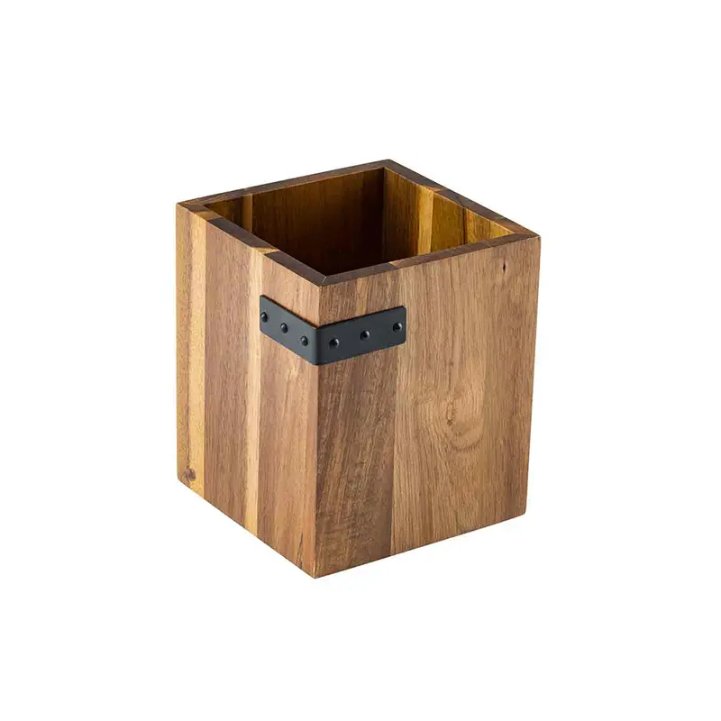 Tablecraft Acacia Wood Cutlery Organizer – Industrial-Style Utensil Holder 1