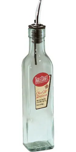 Tablecraft Glass Oil Pourer With Stainless Cap – Leak-Resistant Dispenser 1