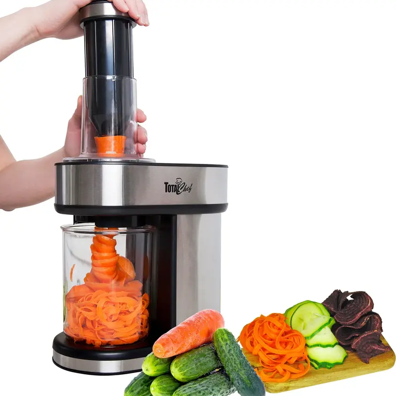 Total Chef 3-In-1 Automatic Spiralizer – Electric Veggie Slicer With Interchangeable Blades For Zoodles, Ribbons, And Noodles In Seconds 1