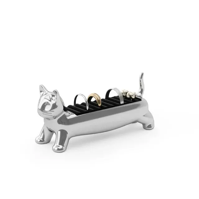 Umbra Ali Chrome Cat Ring Holder For Desk Or Bathroom 1
