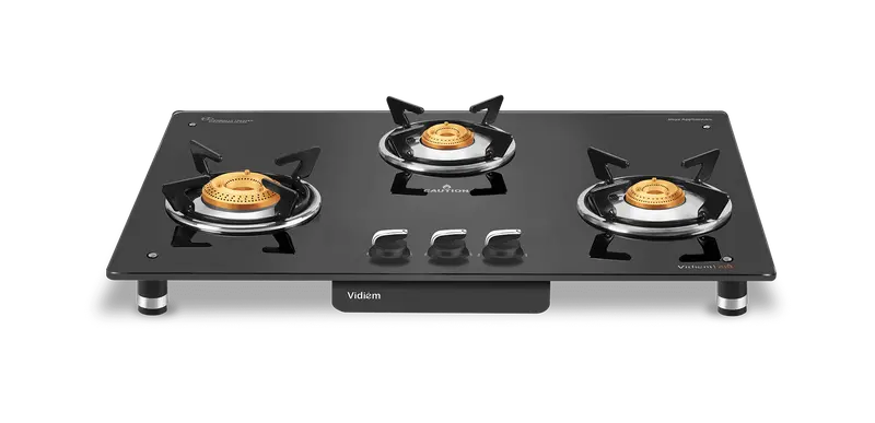 Vidiem Air Silver 3-Burner Glasstop Gas Stove – Manual Ignition 1