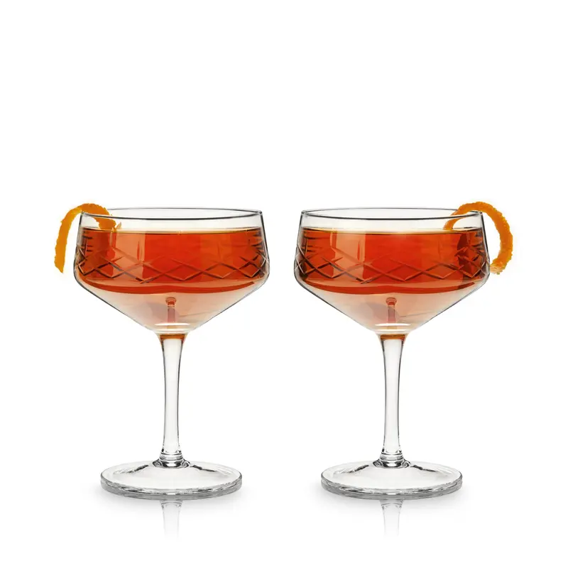 Viski Admiral Crystal Coupe Glasses – Set Of Two Vintage-Style Champagne Vessels 1